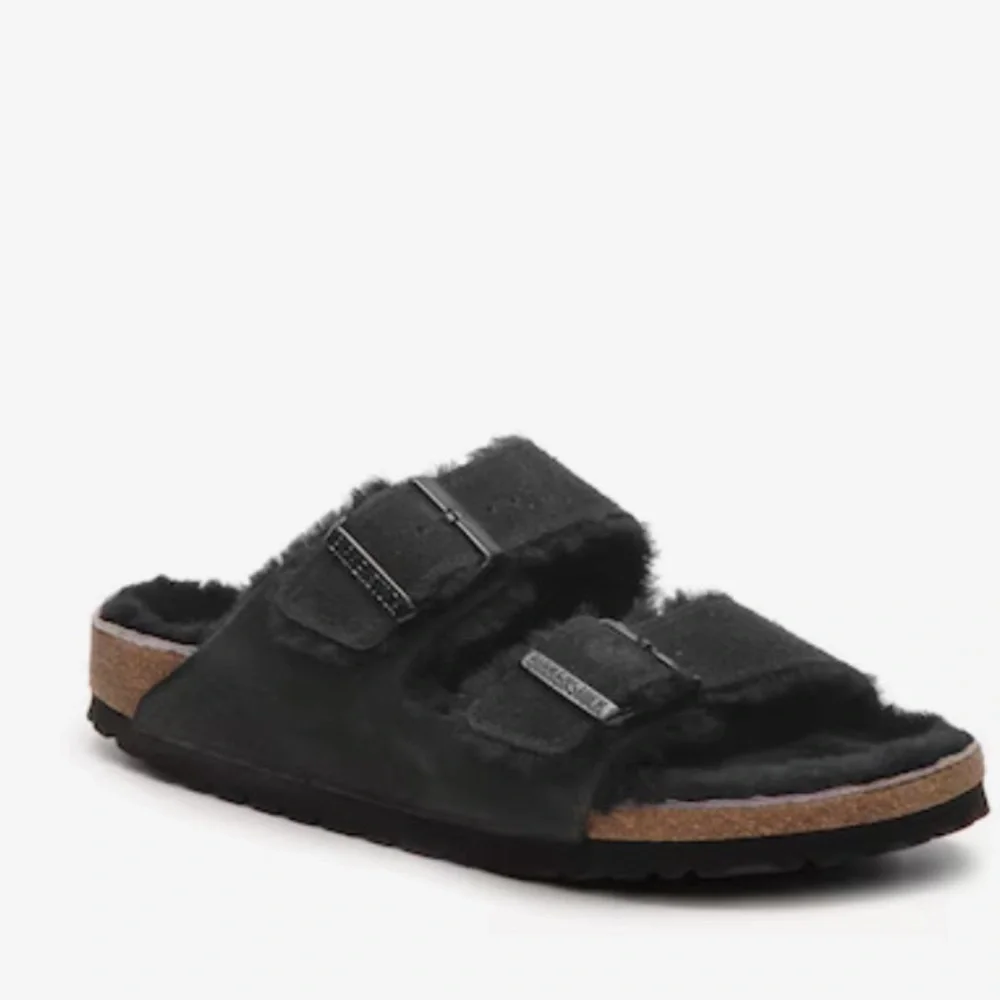 Birkenstock Arizona Shearling Sandal - Black - Women’s Size 38 - Picture 1 of 6